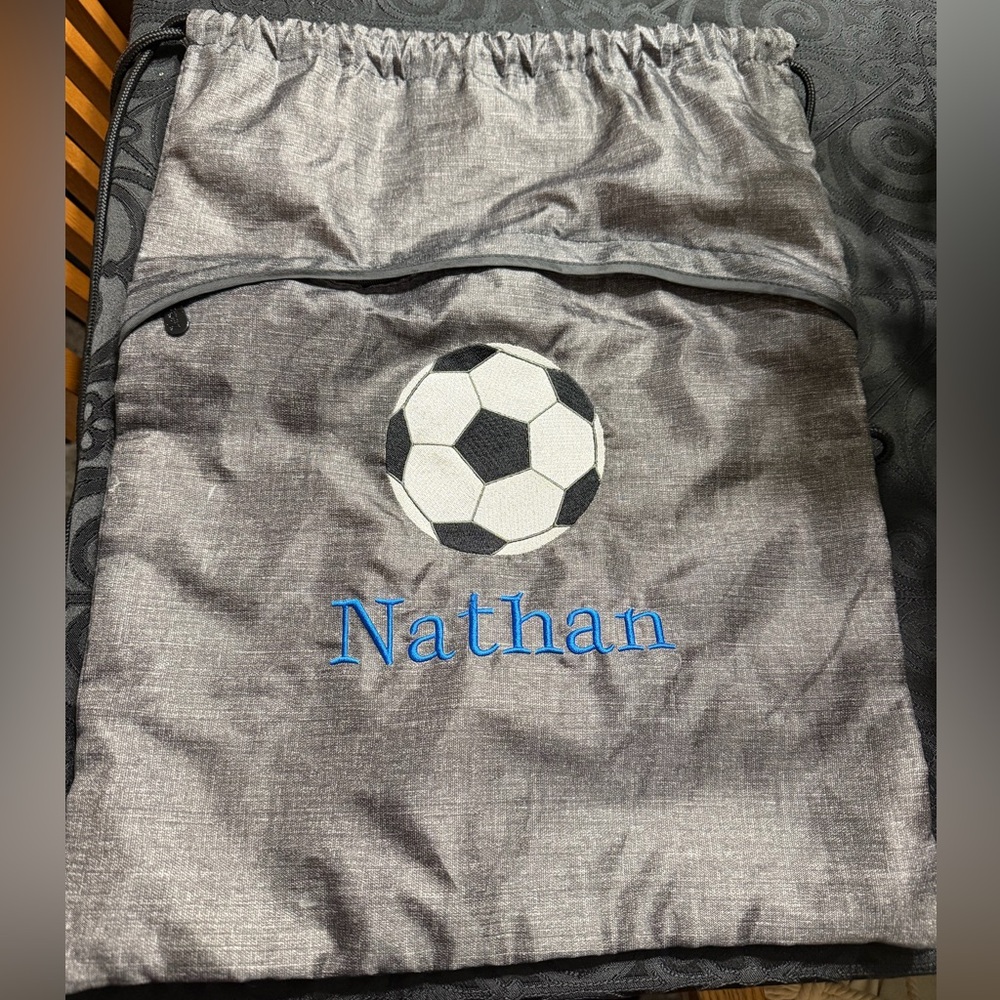 Thirty-One Gray Drawstring Bag